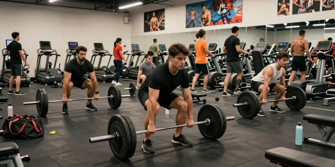 Aktive Bodybuilder im Steroidshop beim Training im Fitnessstudio, Motivationsatmosphäre mit Sportgeräten.